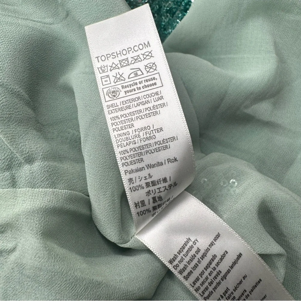 Top Shop Sequin Midi Skirt Size 6 NWT Turquoise Aqua Cocktail Party Boho Glam - Picture 11 of 13